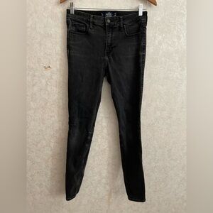Hollister women's 7L black high rise super skinny jeans